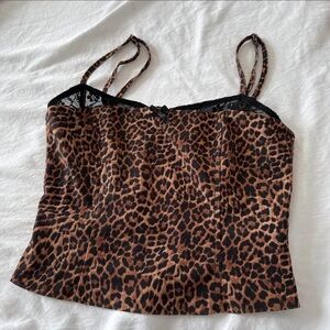 EDIKTED EDIN LEOPARD PRINT MESH BRA TOP, size small,